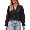 Autumn Jacquard T-Shirt V-Neck Loose Long-Sleeved Umbrella Sleeve top(Yellow-L) view 3