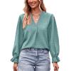 Autumn Jacquard T-Shirt V-Neck Loose Long-Sleeved Umbrella Sleeve top(Yellow-L) view 4