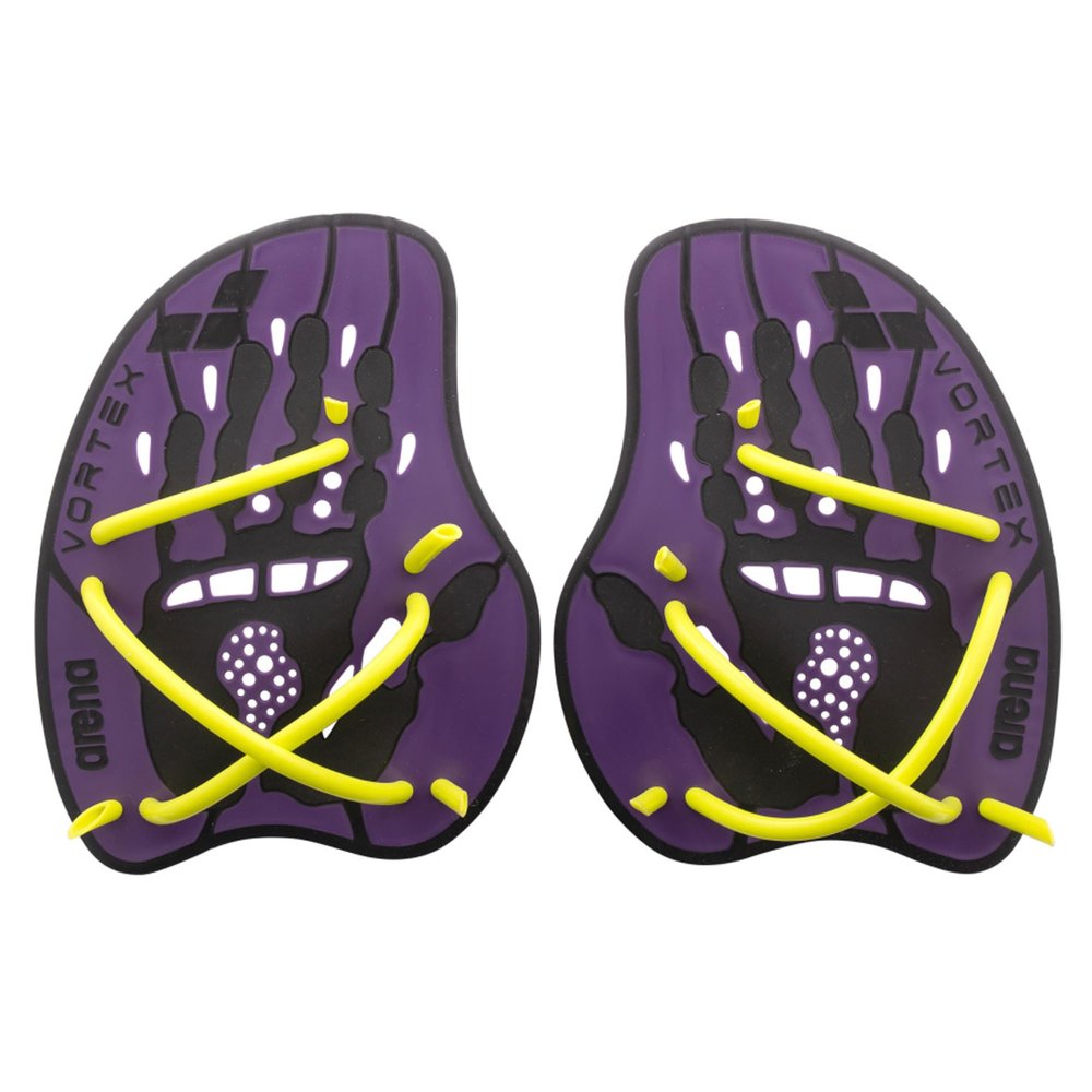Arena Unisex Adult Vortex Evolution Swimming Hand Paddles for Women and Men Adjustable Straps Curved Design, Plum/Arctic Lime, Medium