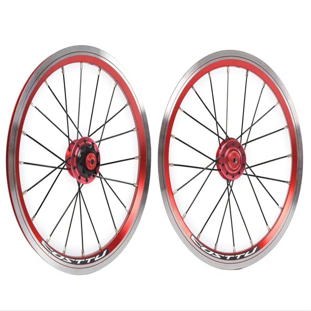 Bikes Wheelset 14/16 Inch Bicycles Wheels Double Layer Alloy Rim V Brake Quick Release Wheel Single Speed 9T Hub 20 Holes for Retrofit E-Bikes