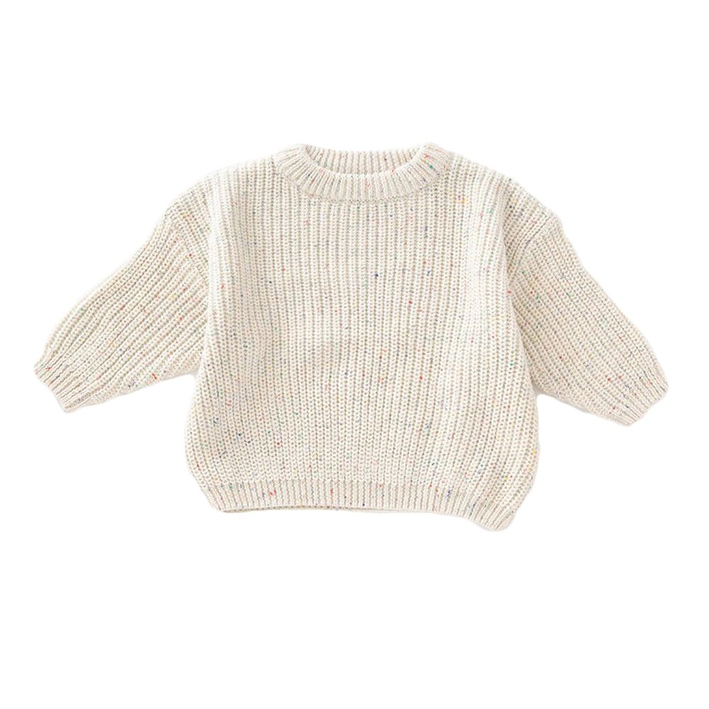 Bestgift Children's Solid Color Sweater Fall and Winter Pullover Knit Sweater Tops White 2 Large