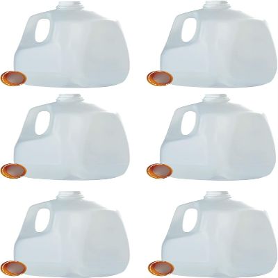 (6 PACK) 128 Oz Empty Plastic Gallon Juice Bottles with Tamper Evident ORANGE Caps - Smoothie Bottles - Ideal for Juices, Milk, Smoothies, Picnic's and Even Meal Prep - Made in USA
