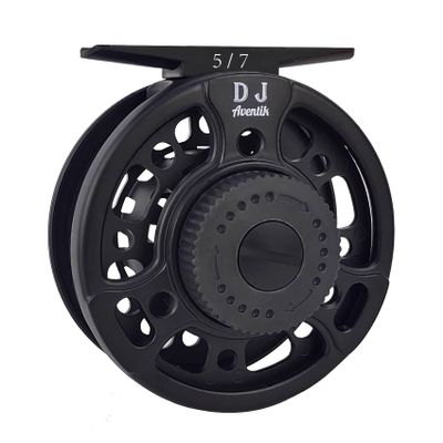 Aventik DJ Fly Reel 3/5 5/7 7/9 Super Large Arbor Fly Fishing Reel Fresh Water and Salt Water Aluminum Fly Reel Three Colors to Choose (Black 5/7)