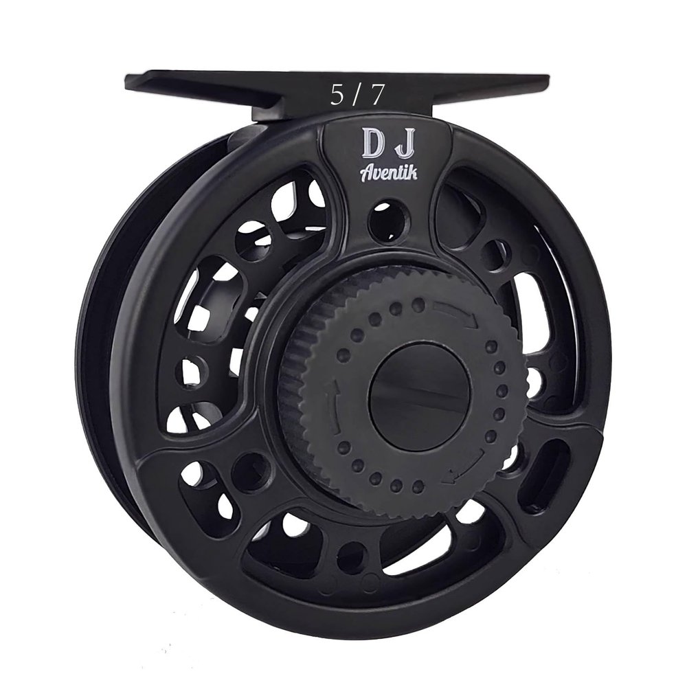 Aventik DJ Fly Reel 3/5 5/7 7/9 Super Large Arbor Fly Fishing Reel Fresh Water and Salt Water Aluminum Fly Reel Three Colors to Choose (Black 5/7)