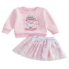Aifawile Toddler Kids Baby Girl Christmas Outfits Santa Print Crewneck Sweatshirt Tops Tutu Skirts Set Fall Winter Clothes (06- Santa Pink, 3-4 Years) view 1