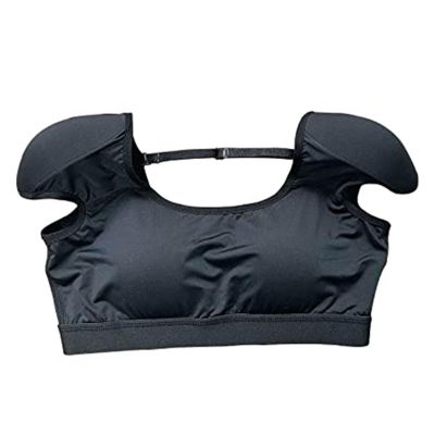 Women Elastic Soft Underwear Lingerie Tops 2 in 1 Built-in Shoulder Pad Ladies Padded Tank Top Shirt(Black,X-Large)