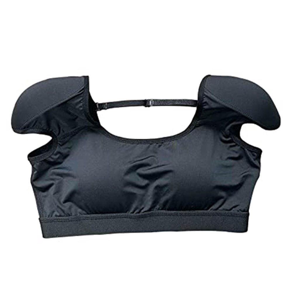 Women Elastic Soft Underwear Lingerie Tops 2 in 1 Built-in Shoulder Pad Ladies Padded Tank Top Shirt(Black,X-Large)