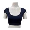 Women Elastic Soft Underwear Lingerie Tops 2 in 1 Built-in Shoulder Pad Ladies Padded Tank Top Shirt(Black,X-Large) view 2