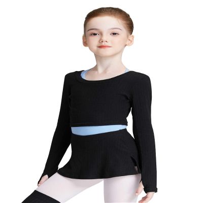 Avrigirl Knitted Black Girls Ballet Warm Up Shrug Sweater, Pull on Dance Skort Athletic Cover up for Winter Training