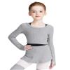 Avrigirl Knitted Crop Grey Dance Sweater for Girls, Ballet Skirts with Shorts Cover up for Leotards view 1