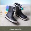 IWIHMIV Girls Rain Boots Rainboots for Toddlers Girls Toddler Rain Boots Kids Rain Boots Waterproof Rubber Boots for Girls And BoysBlack-3,10 view 2
