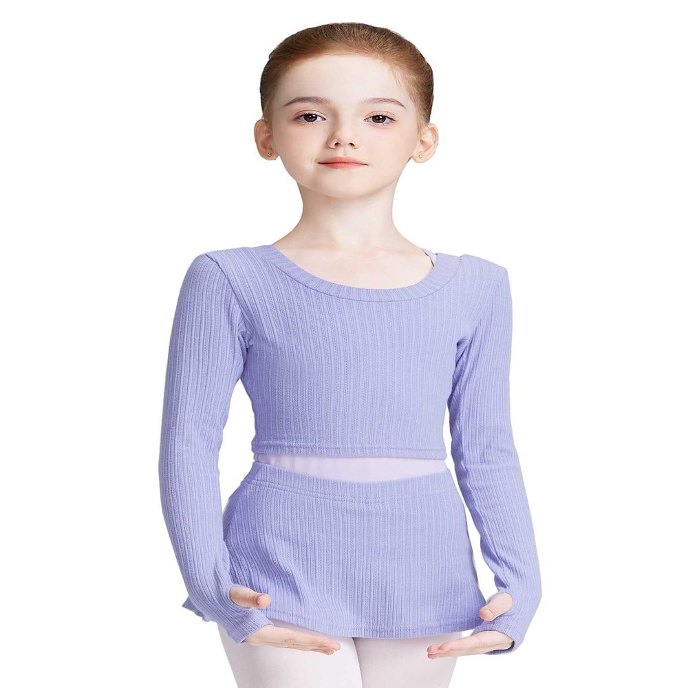 Avrigirl Knit Lavender Toddler Girls Ballet Skirts Skorts and Crop Dance Shrug Sweater for Gymnastics Leotards