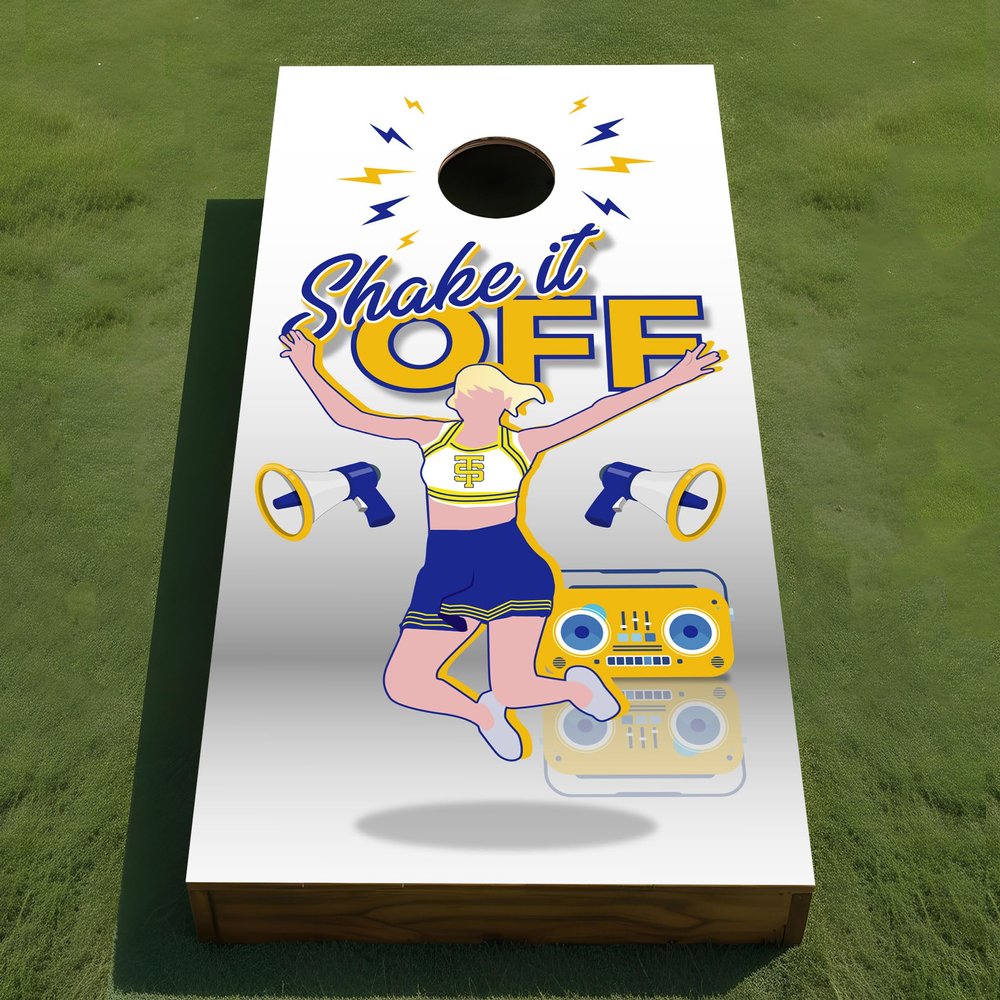 Adesiivo Studio Shake It Off Cornhole Board Wraps - Custom Stickers for Outdoor Games - Cheer and Play with The Players Gonna Play Vibe!, Dance, Can't Stop Won't Stop Grooving, Cheer Spirit