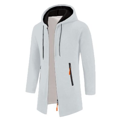 Rkwins Cardigan Sweater for Men Big and Tall Hoodie Sweater Mid Length Sweater Coat Zip Up Cardigan Jacket with Pockets White