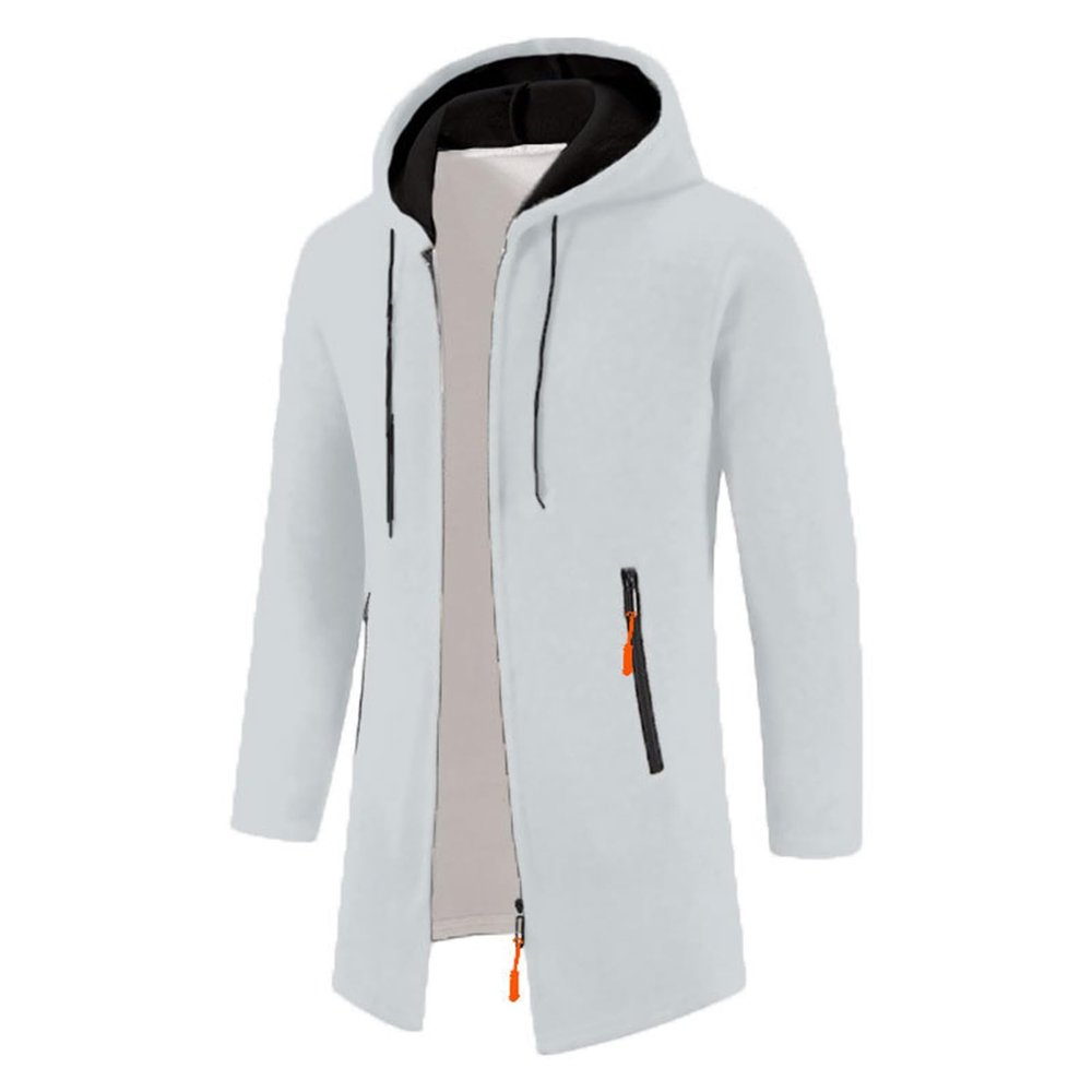 Rkwins Cardigan Sweater for Men Big and Tall Hoodie Sweater Mid Length Sweater Coat Zip Up Cardigan Jacket with Pockets White