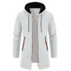 Rkwins Cardigan Sweater for Men Big and Tall Hoodie Sweater Mid Length Sweater Coat Zip Up Cardigan Jacket with Pockets White view 2