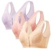 3 Pack Womens Pure Cotton Comfort Front Snap Lace Close Seamless Builtup Sport Cozy Bra (US, Cup Band, B, 34, Pink/Beige/Purple) view 1