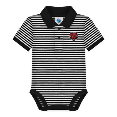 Creative Knitwear College Baby Officially Licensed Striped Polo Bodysuit - Arkansas State Logo, Black/White, for Boys & Girls, 0-3 Months
