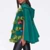 RUIWANBBY Christmas Tree Poncho Costume for Women Bow Ball Shining Decor Hooded Cloak Cape Xmas Cosplay Dress Up Outfit (Green, XL) view 3