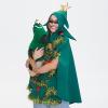 RUIWANBBY Christmas Tree Poncho Costume for Women Bow Ball Shining Decor Hooded Cloak Cape Xmas Cosplay Dress Up Outfit (Green, XL) view 4
