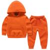 Boys Girls 2pcs Velvet Hooded Tracksuit Toddler Kids Fleece Hoodi Top + Sweatpants Jogger (B-Orange, 5-6 Years) view 1