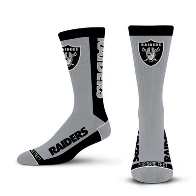 For Bare Feet - NFL MVP Classic Team Logo Youth Size Kids Crew Socks Approx. 4-8 years old (US, Alpha, One Size, Regular, Regular, Youth, Las Vegas Raiders)