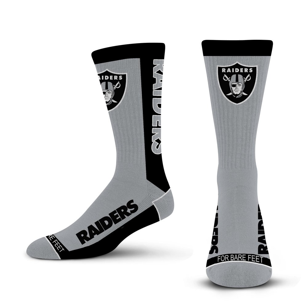 For Bare Feet - NFL MVP Classic Team Logo Youth Size Kids Crew Socks Approx. 4-8 years old (US, Alpha, One Size, Regular, Regular, Youth, Las Vegas Raiders)