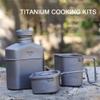 Lixada Titanium Canteen Military Mess Kit 1100ml 37oz Capacity with 750ml + 400ml Cookware Cups + Nylon Pouch, Portable Lightweight Outdoor Cooking Set for Camping Hiking Backpacking Picnic view 2