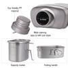 Lixada Titanium Canteen Military Mess Kit 1100ml 37oz Capacity with 750ml + 400ml Cookware Cups + Nylon Pouch, Portable Lightweight Outdoor Cooking Set for Camping Hiking Backpacking Picnic view 4