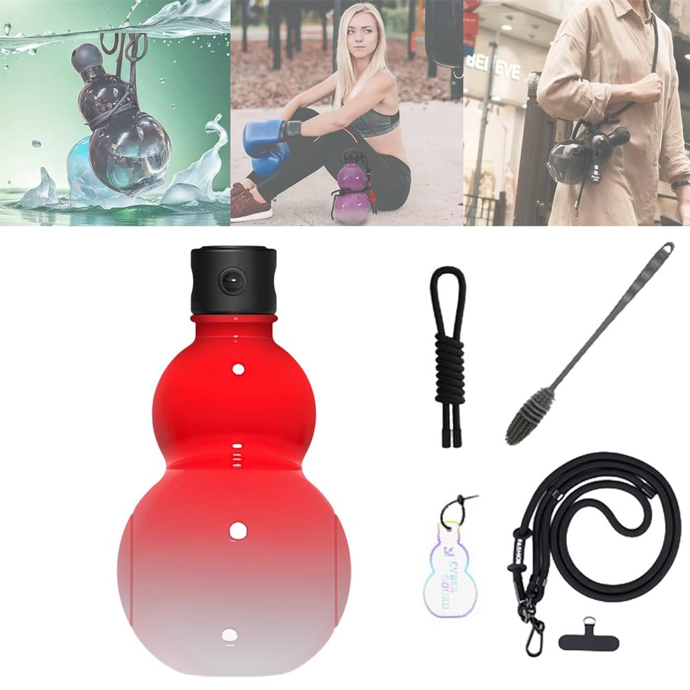 FUFTRSXS Gourd Water Bottle,Gourd Sports Water Bottle Travel Water Bottle For Gym, Chinese Retro-Inspired, Large Capacity, Durable Portable Gourd Water Bottle,Style 3
