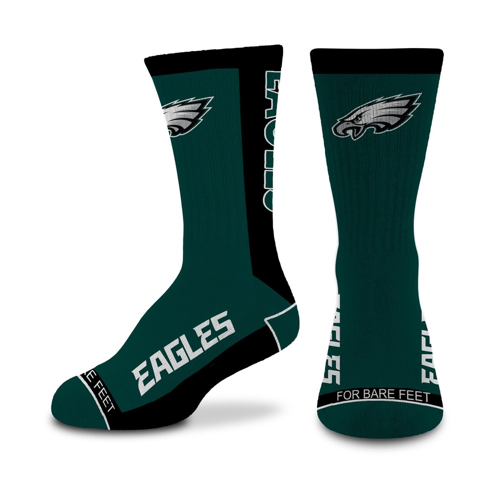 For Bare Feet - NFL MVP Classic Team Logo Youth Size Kids Crew Socks Approx. 4-8 years old (US, Alpha, One Size, Regular, Regular, Youth, Philadelphia Eagles)