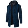 Mens Long Cardigan Hoodies Sweater Fleece Lined Zip Hoodies Casual Thickened Knit Cardigan Sweater Jacket with Pocket view 1