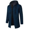 Mens Long Cardigan Hoodies Sweater Fleece Lined Zip Hoodies Casual Thickened Knit Cardigan Sweater Jacket with Pocket view 2