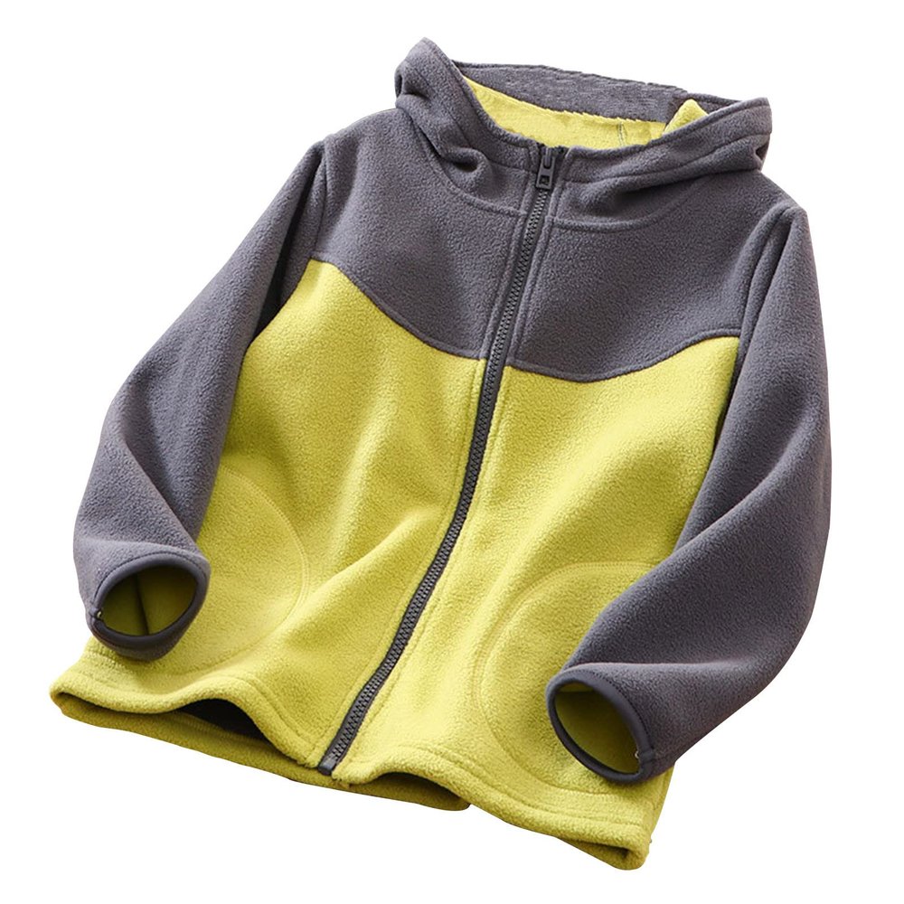 Youth Polar Fleece Hoodie Jacket for Boy Girl Zip up Color Block Hooded Sweatshirt Kids Toddler Fall (Green, 4-5 Years)