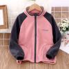 Boy's Full Zip Polar Fleece Jacket Teen Girl's Color Block Sweatshirt Kids Fall Windproof Coat (Pink, 15-16 Years) view 3