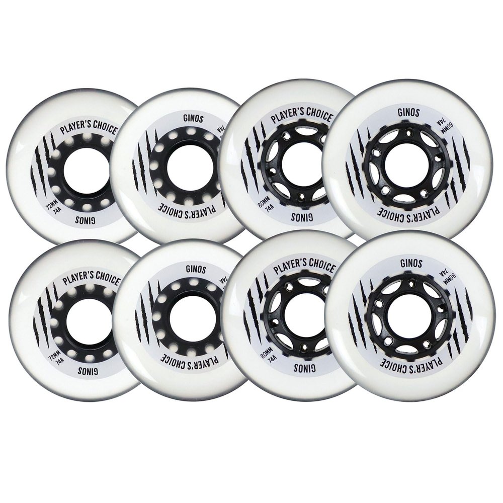 Player's Choice Indoor Roller Hockey Wheels 72/80 Hilo Ginos 74A 8-Pack