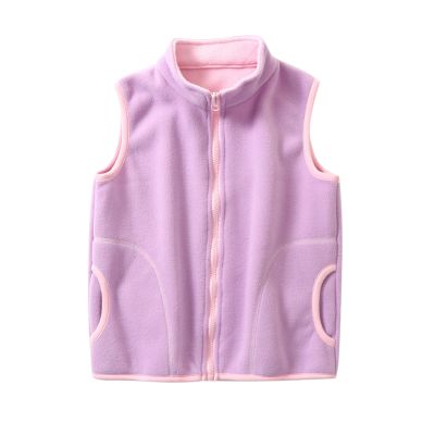 Girls' Full-Zip Polar Fleece Vest Jacket Kids Sleeveless Lightweight Outwear Windproof Coat Waistcoat (Pink, 7-8 Years)