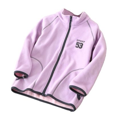 Youth Full-Zip Polar Fleece Jacket for Children Boy Girl Fall Lightweight Coat Thick Sweatshirt (Purple, 13-14 Years)