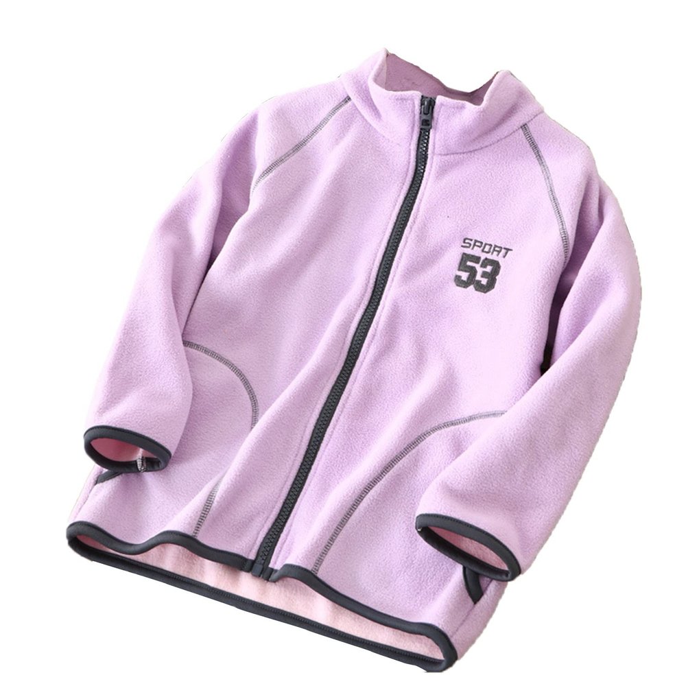 Youth Full-Zip Polar Fleece Jacket for Children Boy Girl Fall Lightweight Coat Thick Sweatshirt (Purple, 13-14 Years)