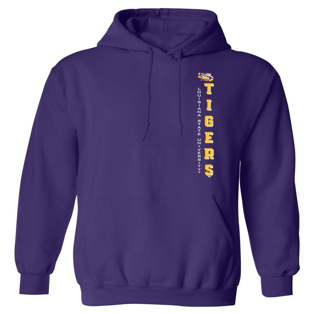 CornBorn LSU Hoodie Tigers Sweatshirt - Hooded Pullover Vertical Louisiana State University Tigers - Purple - XL