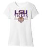 CornBorn LSU Tigers Plus Size Shirt - Women's Premium Tri-Blend LSU Tigers 3-Stripe - White - 4X view 1
