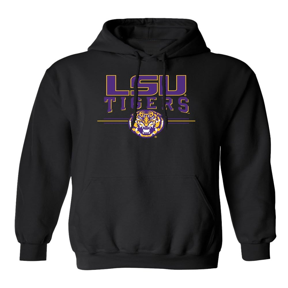 CornBorn LSU Tigers - Hooded Fleece LSU Tigers 3-Stripe - Black - 5X