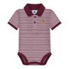 Creative Knitwear College Baby Striped Polo Bodysuit - Arizona State Pitchfork Logo, Maroon/White, for Boys & Girls, 0-3 Months view 1