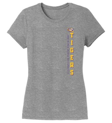 CornBorn LSU Women's Apparel - Premium Tri-Blend Tshirt Vertical Louisiana State University Tigers - Gray - 3X