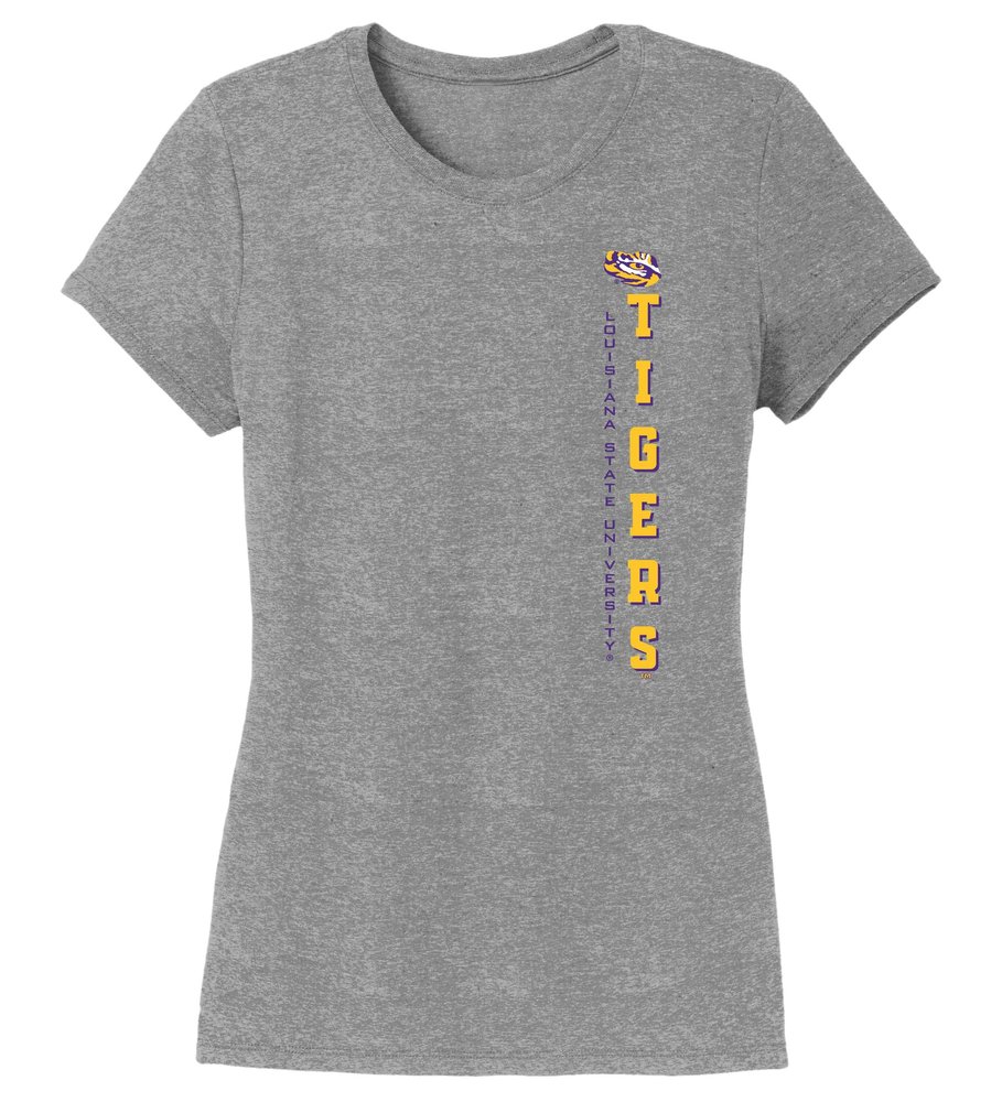 CornBorn LSU Women's Apparel - Premium Tri-Blend Tshirt Vertical Louisiana State University Tigers - Gray - 3X