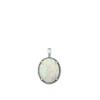 Sterling Silver Classic White Simulated Opal Pendant Vintage Solitarie Charm view 1