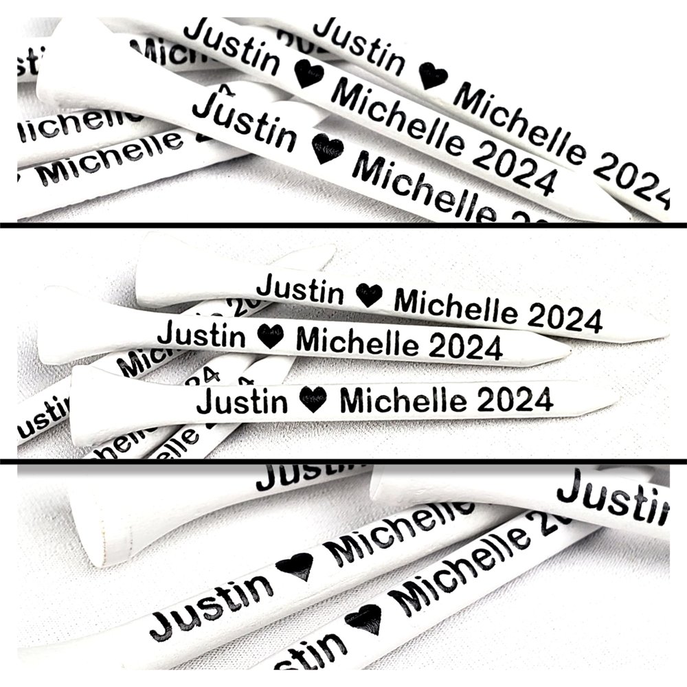 Personalized Golf Tees with Names, Direct Print, 2.75 inch, Your Font Colors, Bulk Discount Custom Weddings, Golf Outings, Company Events, Bachelor, Bachelorette, Family Reunions, Save the Date (18)
