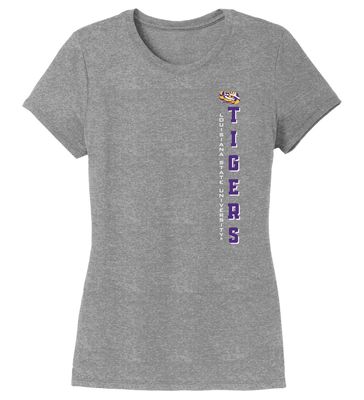 CornBorn LSU Women's Apparel - Premium Tri-Blend Tshirt Vert Louisiana State University Tigers - Gray - 3X
