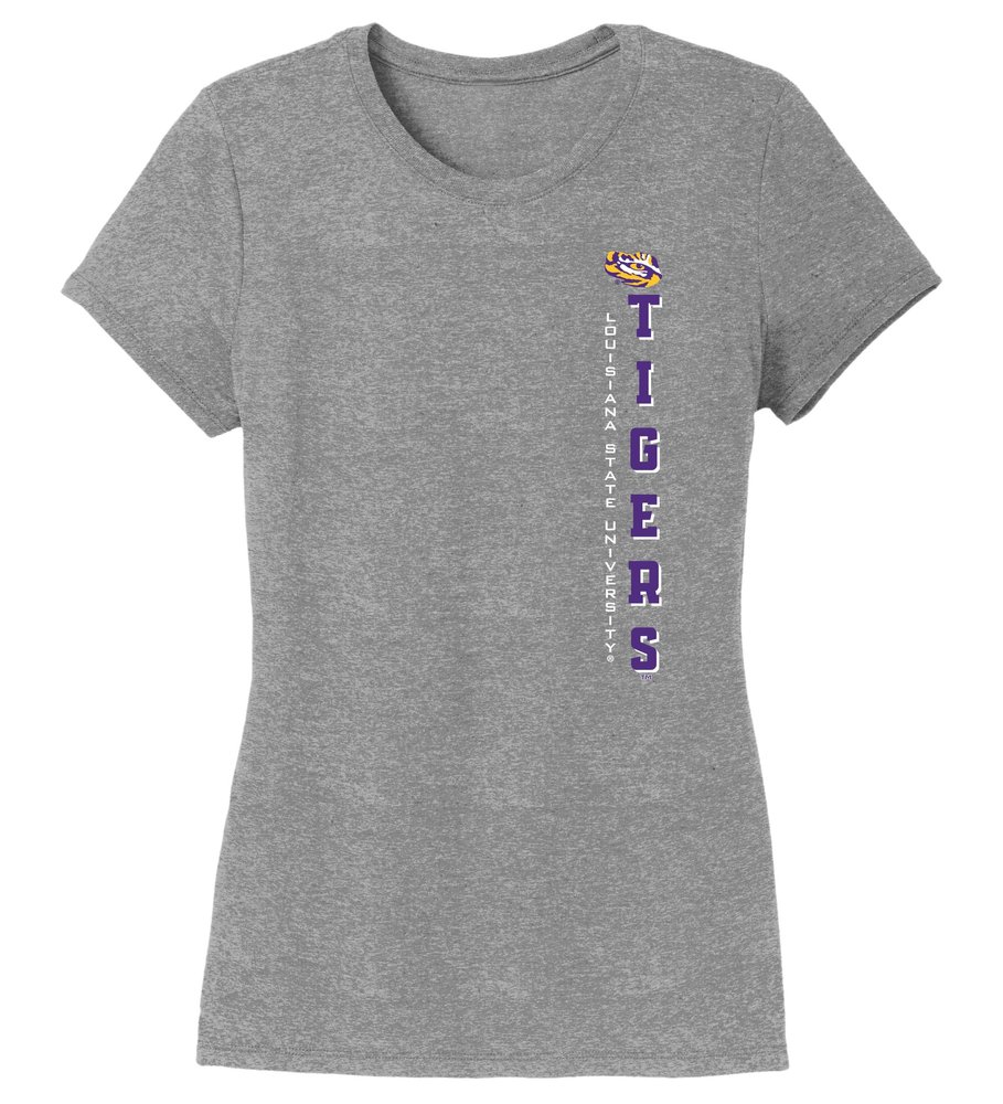CornBorn LSU Women's Apparel - Premium Tri-Blend Tshirt Vert Louisiana State University Tigers - Gray - 3X