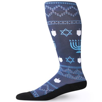 Comrad Knee High Socks - 15-20mmHg Graduated Compression Socks, (Hanukkah, Medium) - Soft & Breathable Support Socks for Men, Pregnant Women, Nurses, Workout, Home, Work & Travel